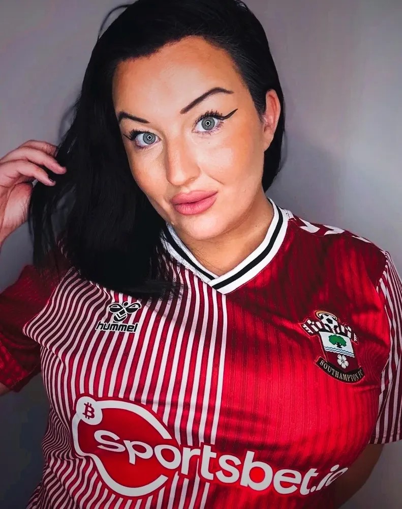 Babestation model, Alex Le Tissier in Southampton shirt