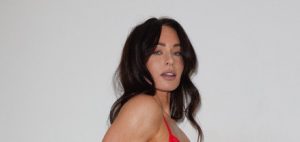 Clare Richards in red lingerie