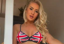 A Cheeky Tribute to the Daily Sport: Britain’s Boldest Tabloid April Mae union jack bikini